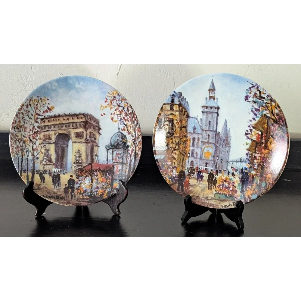 Louis Dali Ltd ed. Collector Plates (Set of 2) La Conciergerie & Arc de Triomphe